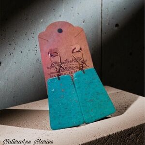 Turquoise Stone Temple Pyramid Drop Earrings